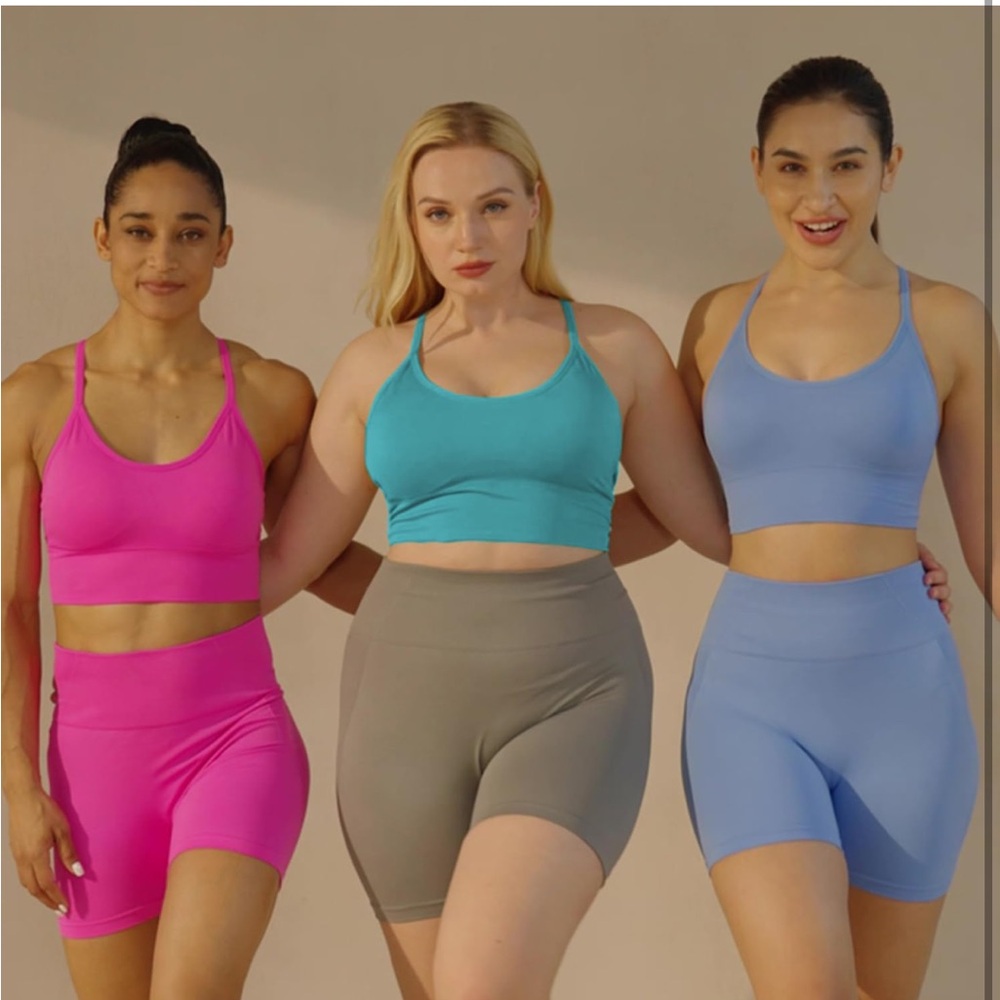 3-Pack Racerback Sports Bras - Pink, Blue, Teal